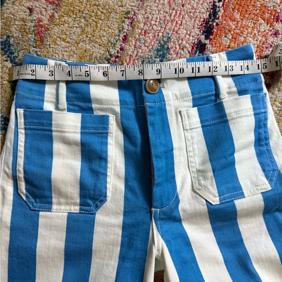The Colette Cropped Wide-Leg Jeans by Maeve. Blue and White Striped Pants. - Picture 9 of 9